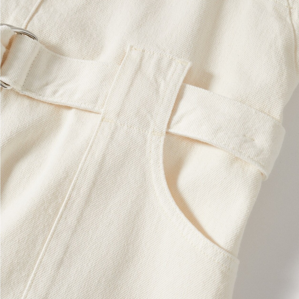 Mango Straight Denim Dungarees in Ivory Small NWT - Picture 8 of 11